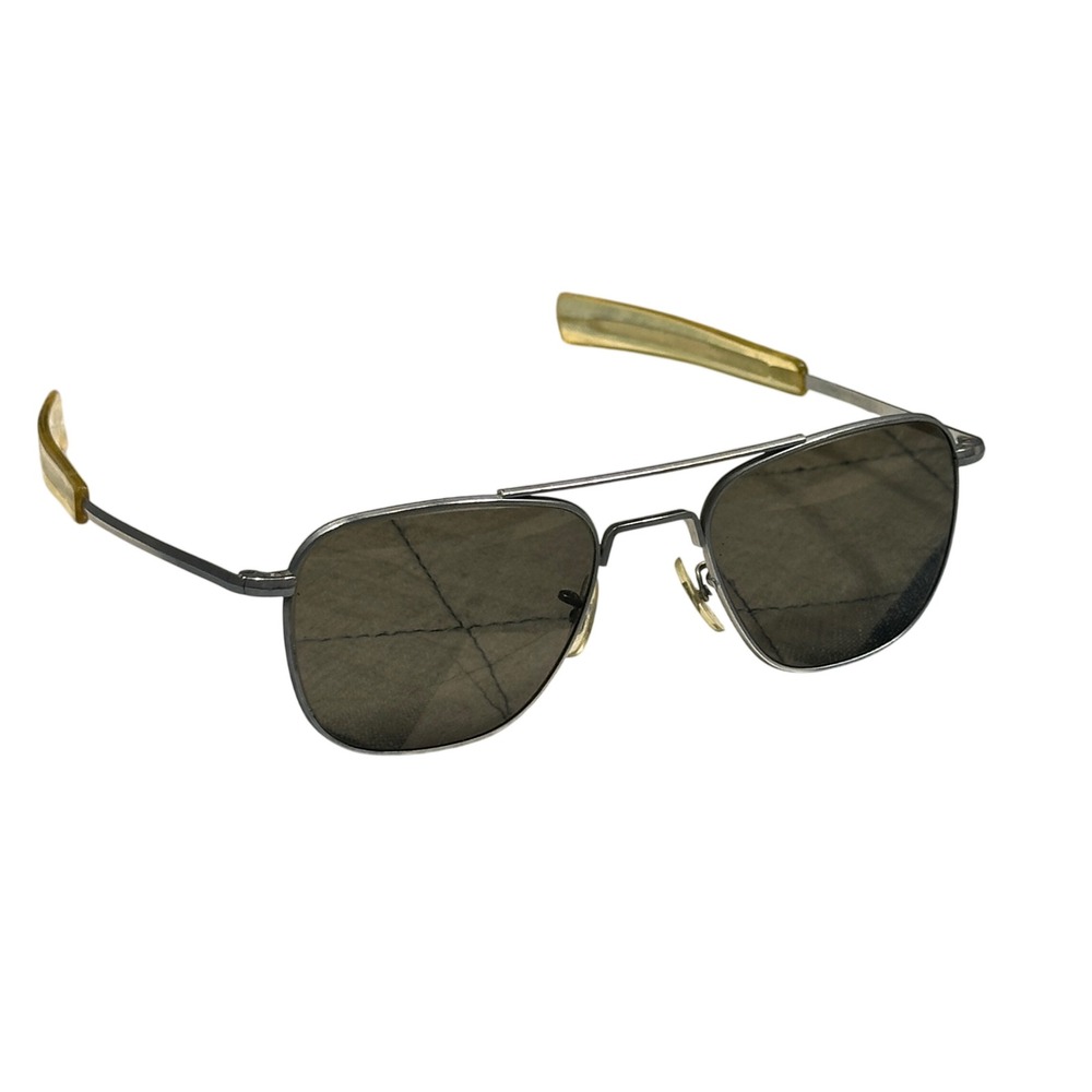 Vintage American Optical AO Pilot Aviator Sunglasses Silver Bayonet 5 1/2